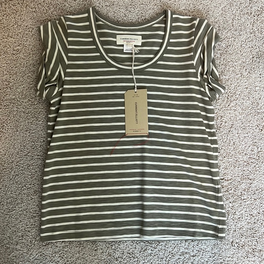 Current/Elliott striped cotton tee, size 0